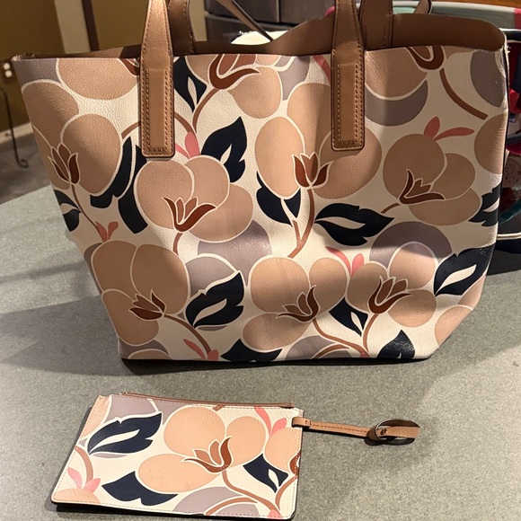 Kate Spade Floral Tote - Cream, Tan, Black, Pink - Picture 3 of 12
